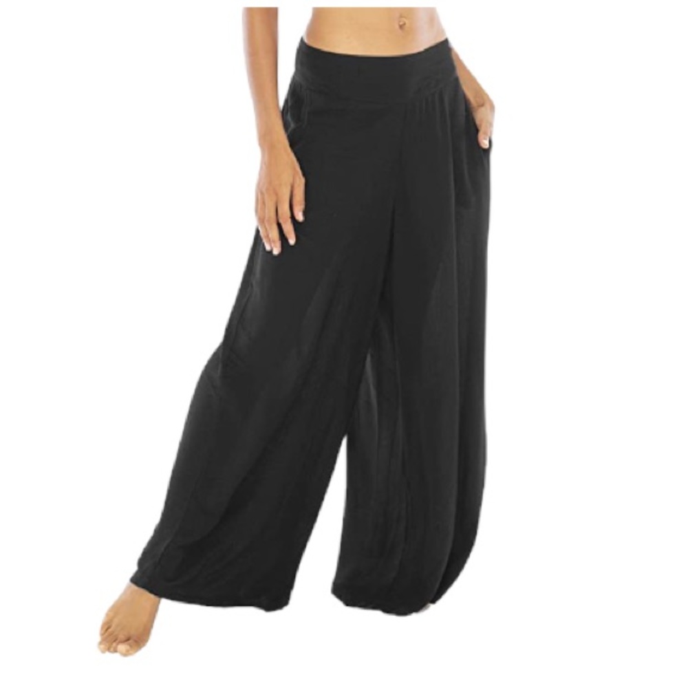 EShakti Box-Pleat Crepe Palazzo Pants